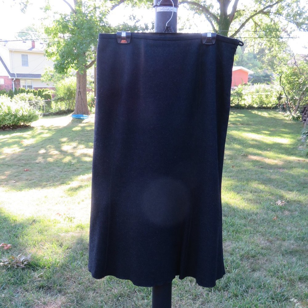 Vintage Harve Benard Wool-Blend Charcoal-Grey Skirt, Size 14